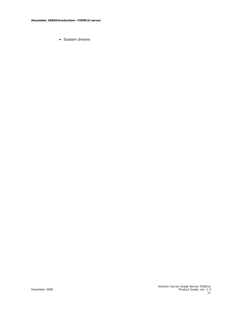 Kontron TIGW1U Carrier Grade Server User Manual | Page 11 / 104