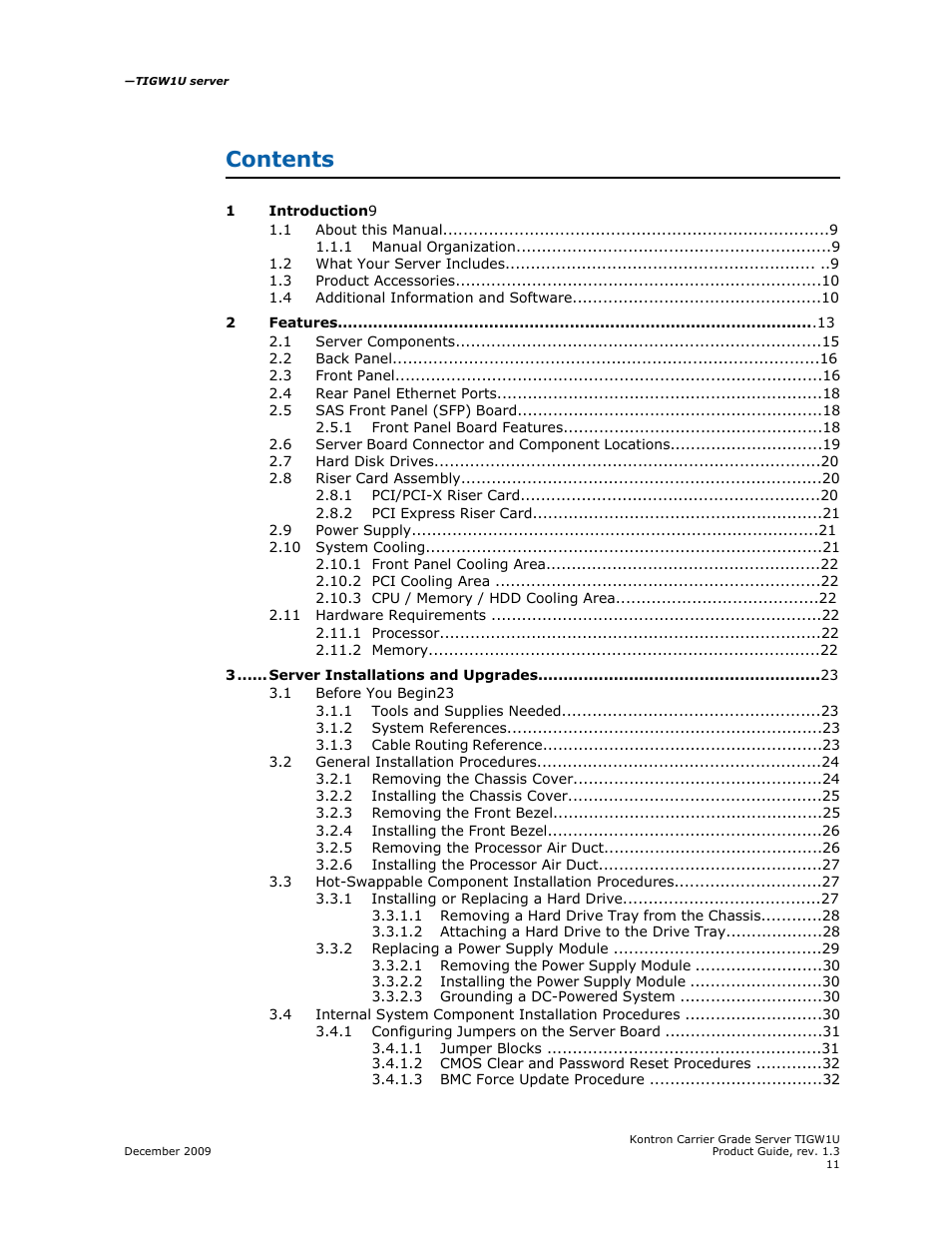 Kontron TIGW1U Carrier Grade Server User Manual | Page 3 / 104
