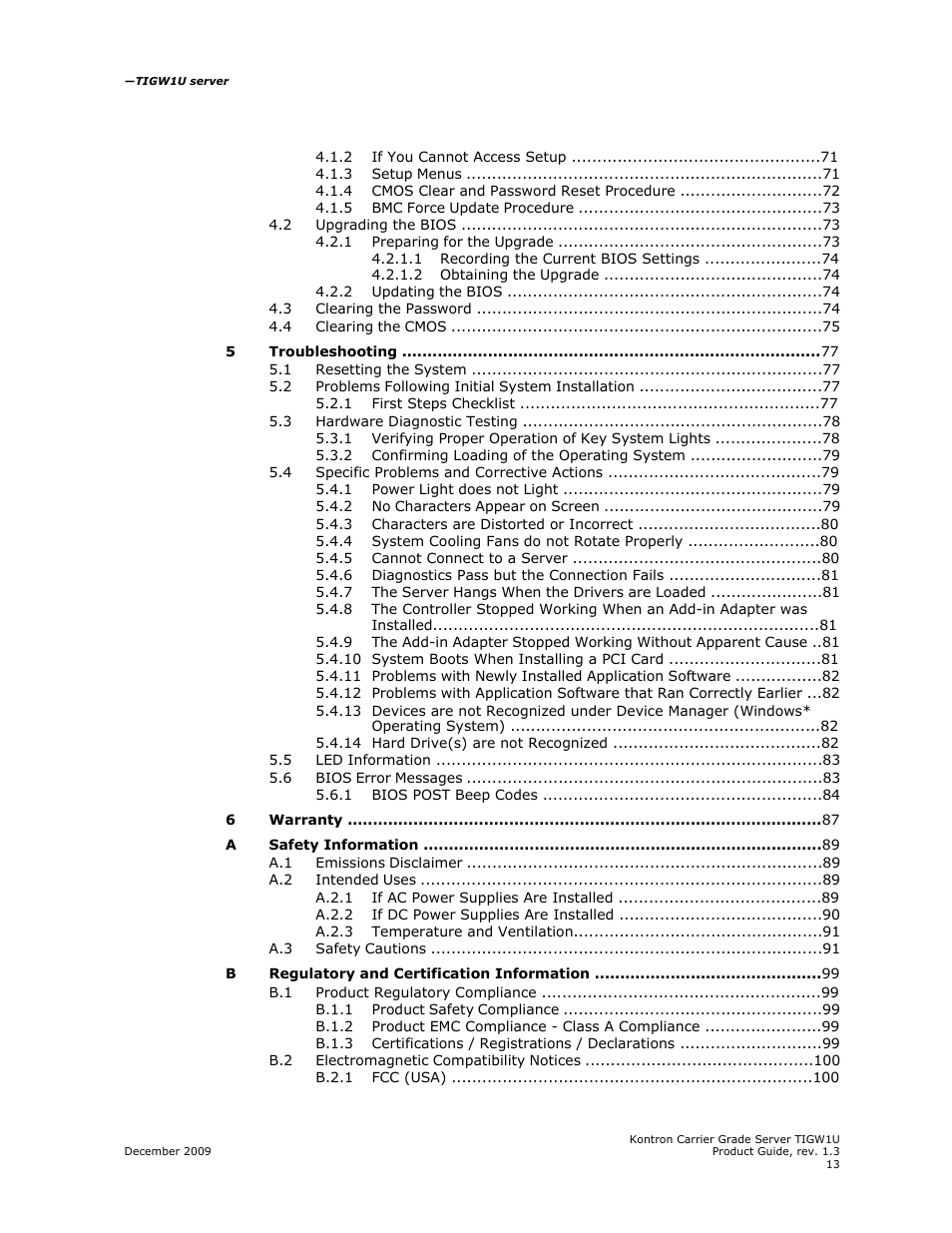 Kontron TIGW1U Carrier Grade Server User Manual | Page 5 / 104