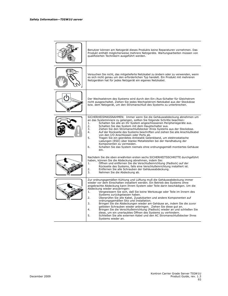 Kontron TIGW1U Carrier Grade Server User Manual | Page 93 / 104