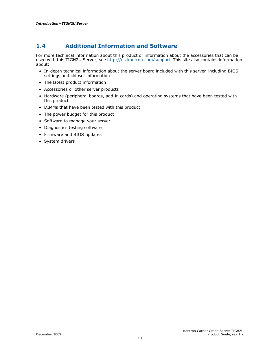 4 additional information and software, Additional information and software | Kontron TIGH2U Carrier Grade Server User Manual | Page 10 / 132
