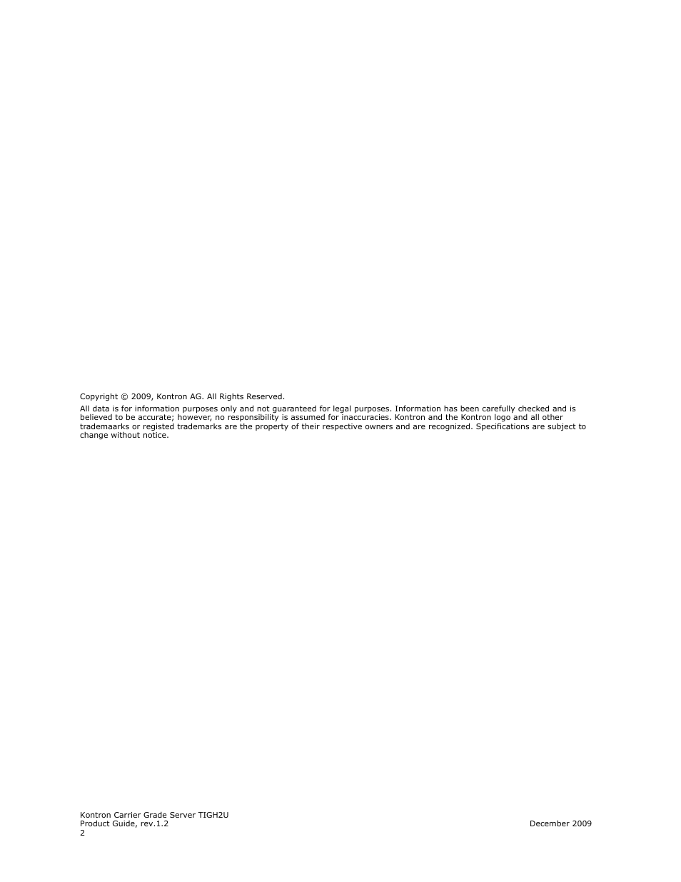 Kontron TIGH2U Carrier Grade Server User Manual | Page 2 / 132