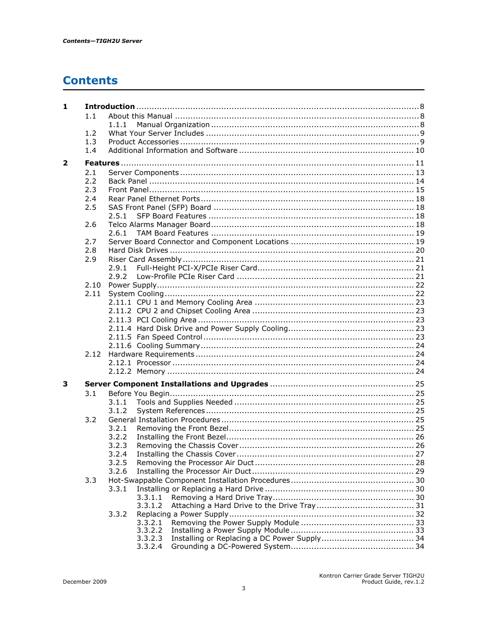 Kontron TIGH2U Carrier Grade Server User Manual | Page 3 / 132