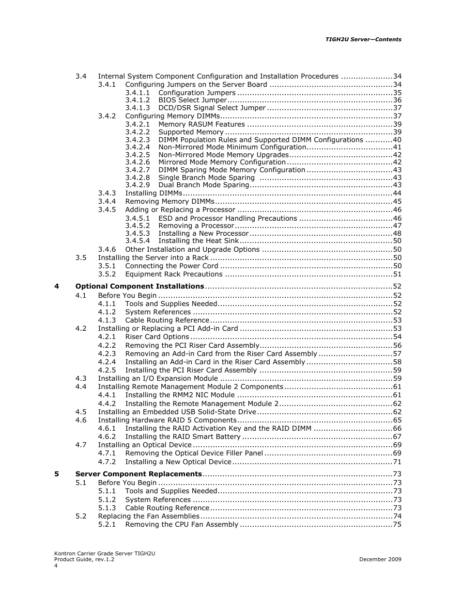 Kontron TIGH2U Carrier Grade Server User Manual | Page 4 / 132
