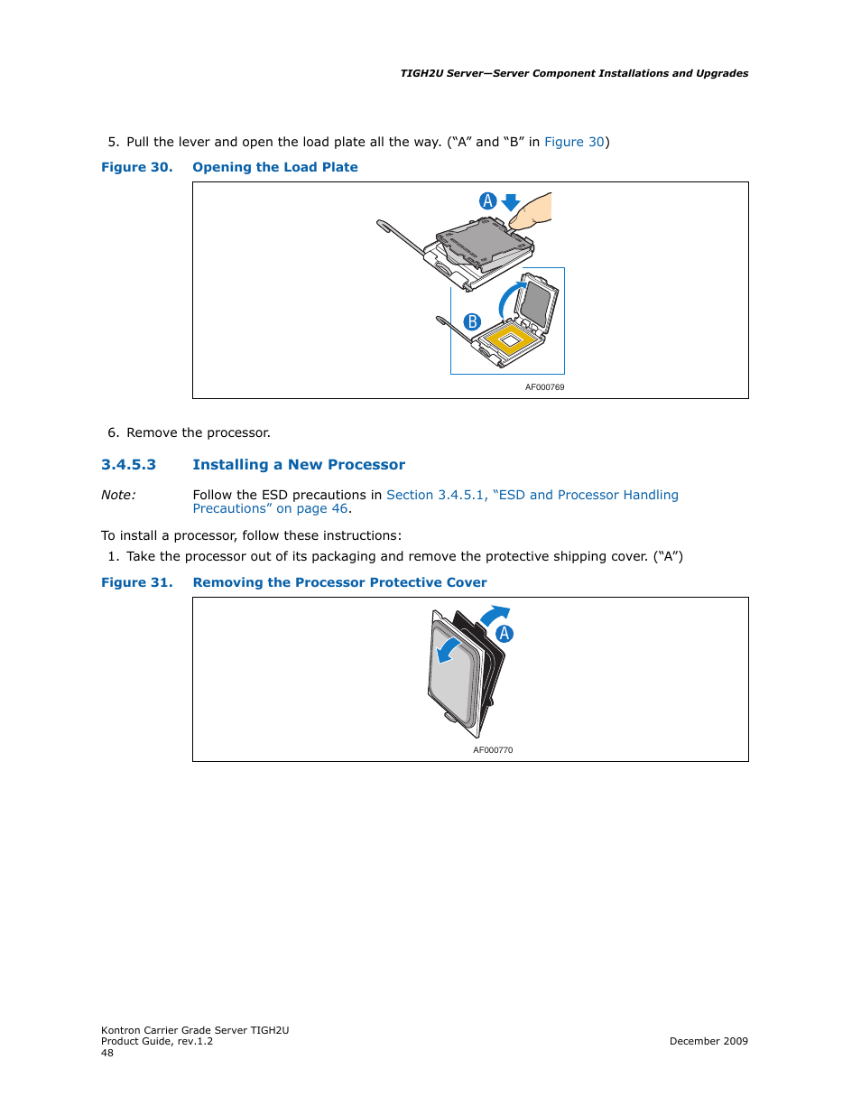3 installing a new processor, Installing a new processor | Kontron TIGH2U Carrier Grade Server User Manual | Page 48 / 132