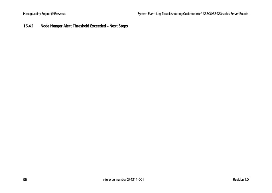 Node manger alert threshold exceeded, Next steps | Kontron S5500 SEL Troubleshooting User Manual | Page 105 / 114