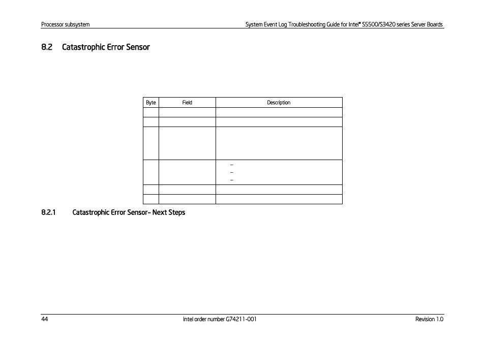 Catastrophic error sensor, Next steps, 2 catastrophic error sensor | Kontron S5500 SEL Troubleshooting User Manual | Page 53 / 114
