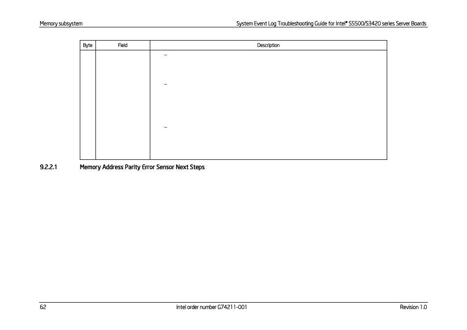 Memory address parity error sensor next steps | Kontron S5500 SEL Troubleshooting User Manual | Page 71 / 114