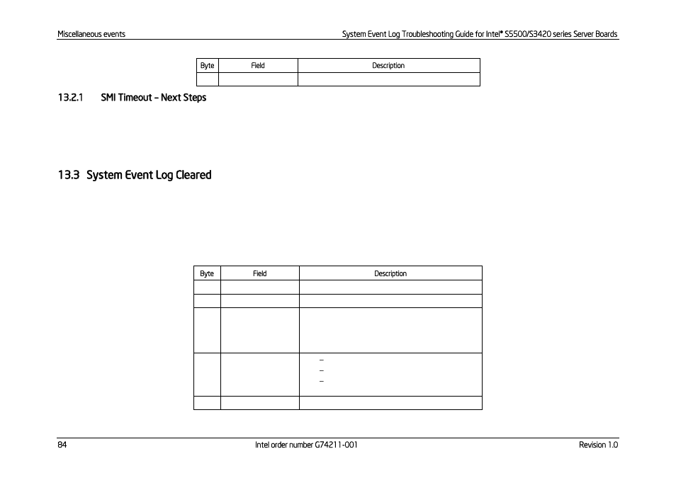 Smi timeout, Next steps, System event log cleared | 3 system event log cleared | Kontron S5500 SEL Troubleshooting User Manual | Page 93 / 114