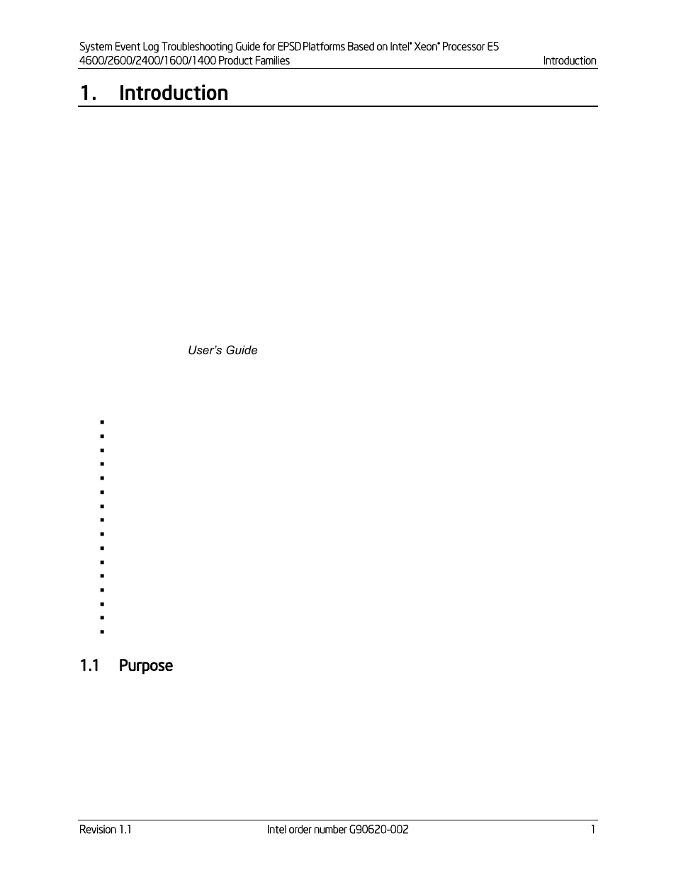 Introduction, 1 purpose, Purpose | Kontron S4600 SEL Troubleshooting User Manual | Page 11 / 141
