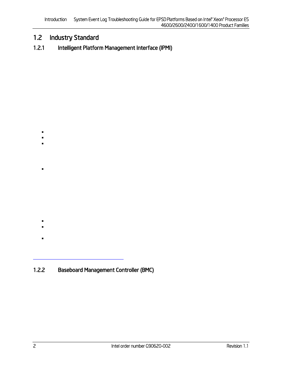 2 industry standard, 1 intelligent platform management interface (ipmi), 2 baseboard management controller (bmc) | Industry standard, Intelligent platform management interface (ipmi), Baseboard management controller (bmc) | Kontron S4600 SEL Troubleshooting User Manual | Page 12 / 141