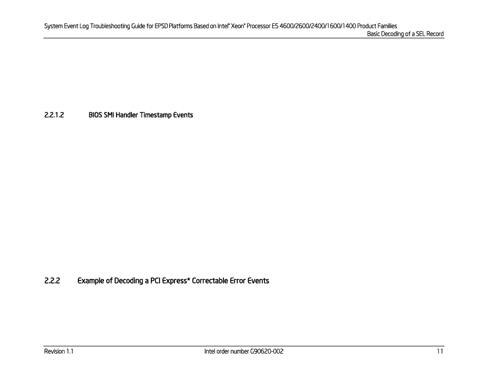 2 bios smi handler timestamp events | Kontron S4600 SEL Troubleshooting User Manual | Page 21 / 141