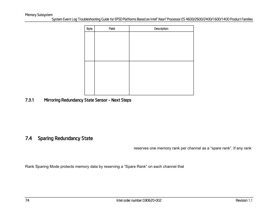 1 mirroring redundancy state sensor – next steps, 4 sparing redundancy state, Mirroring redundancy state sensor | Next steps, Sparing redundancy state | Kontron S4600 SEL Troubleshooting User Manual | Page 84 / 141