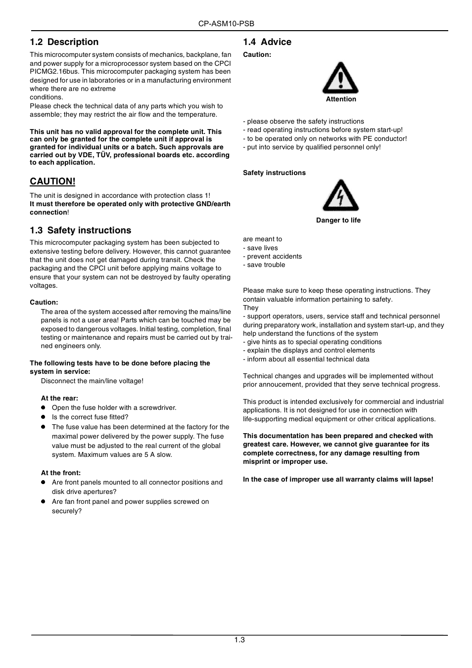 2 description, Caution, 3 safety instructions | 4 advice | Kontron CP-ASM10-PSB User Manual | Page 3 / 10