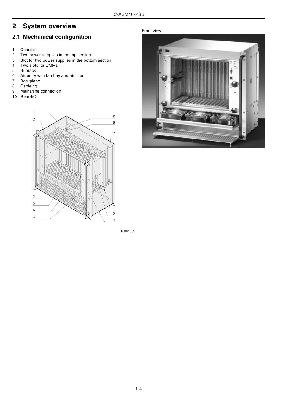 2 system overview, 1 mechanical configuration | Kontron CP-ASM10-PSB User Manual | Page 4 / 10
