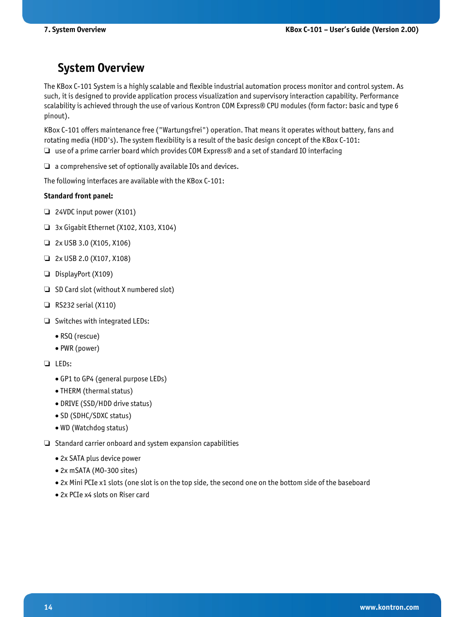 System overview | Kontron KBox C-101 User Manual | Page 16 / 71
