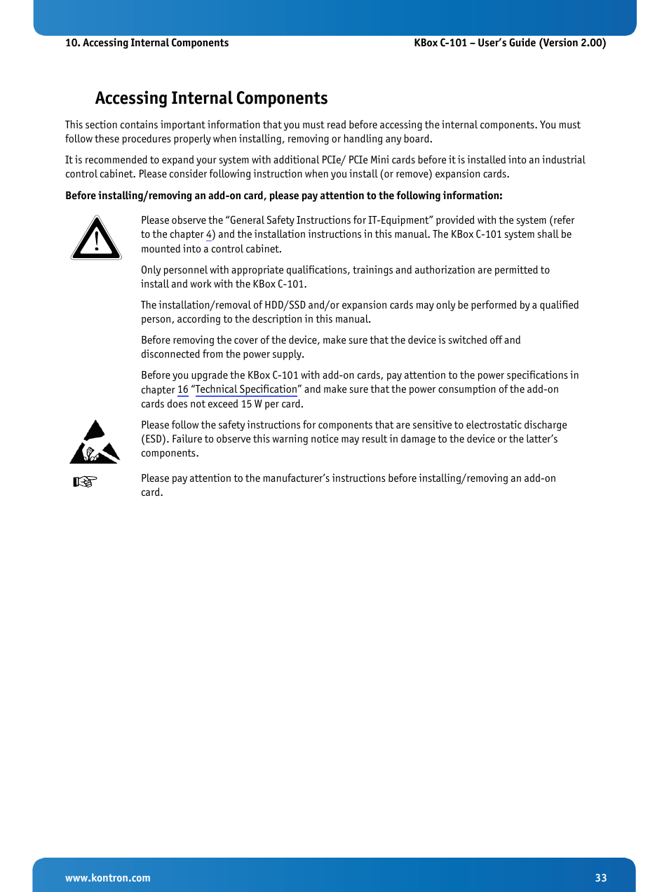 Accessing internal components | Kontron KBox C-101 User Manual | Page 35 / 71