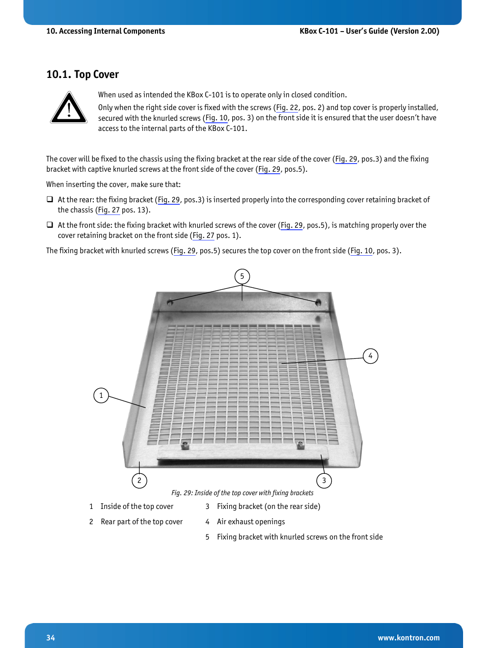 Top cover | Kontron KBox C-101 User Manual | Page 36 / 71
