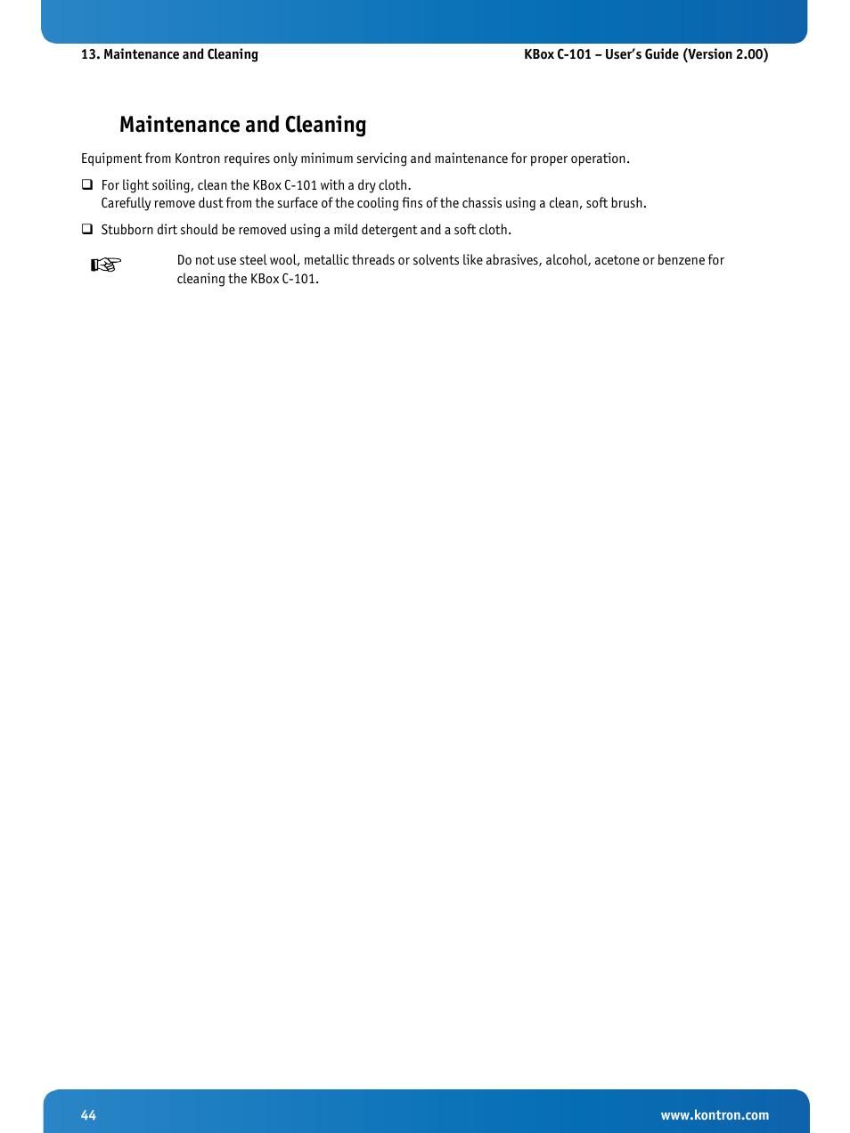 Maintenance and cleaning | Kontron KBox C-101 User Manual | Page 46 / 71