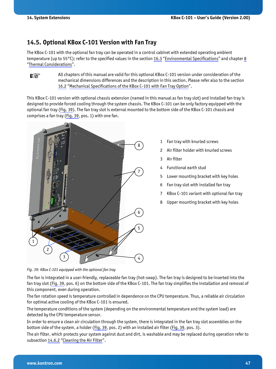 Optional kbox c-101 version with fan tray | Kontron KBox C-101 User Manual | Page 49 / 71