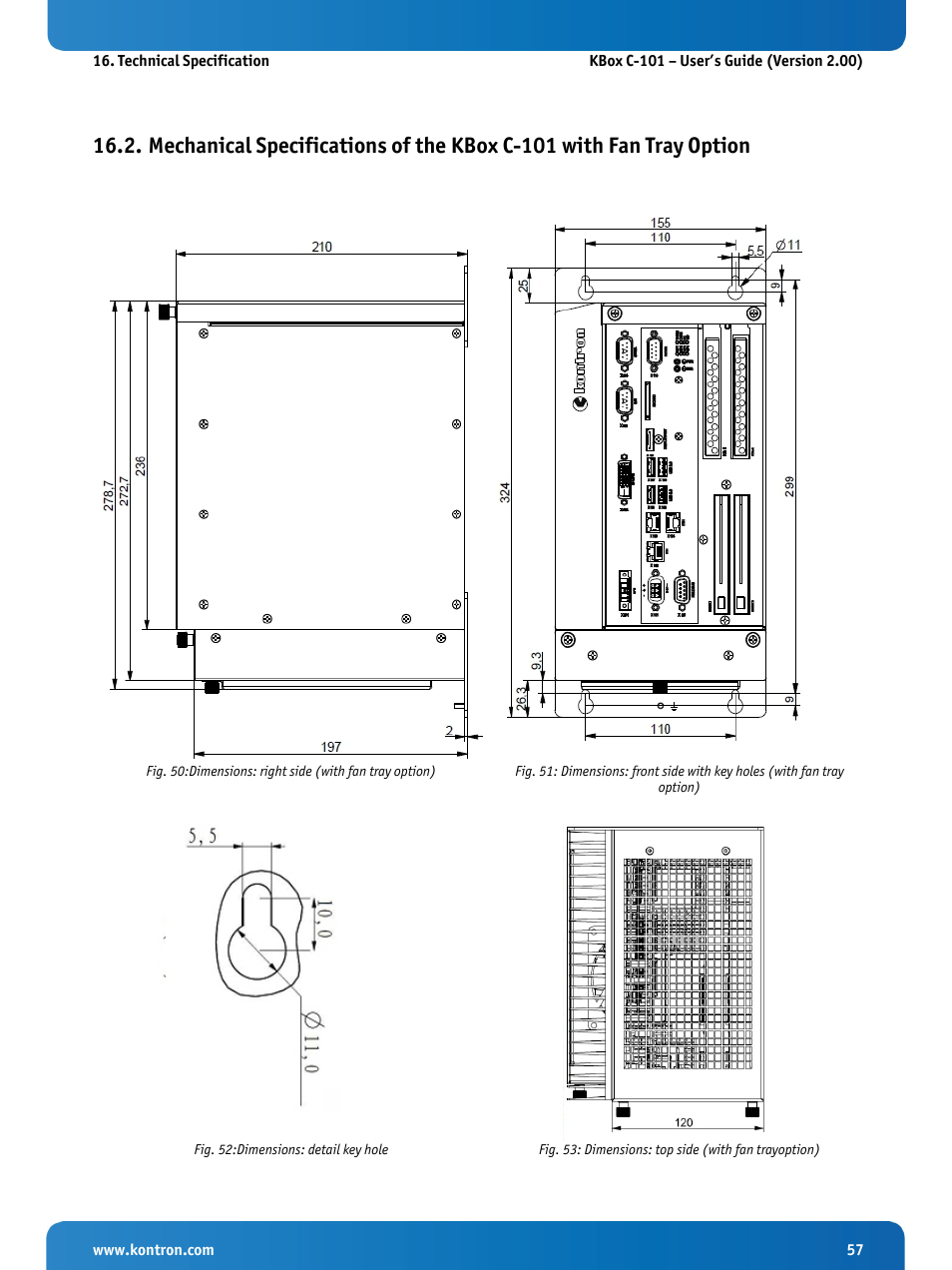 Fig. 52:dimensions: detail key hole | Kontron KBox C-101 User Manual | Page 59 / 71
