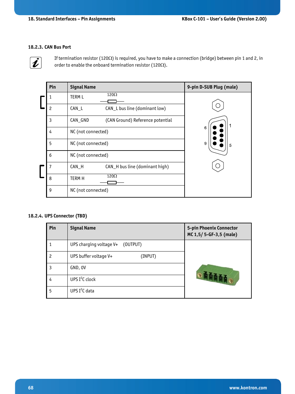 Can bus port, Ups connector (tbd) | Kontron KBox C-101 User Manual | Page 70 / 71