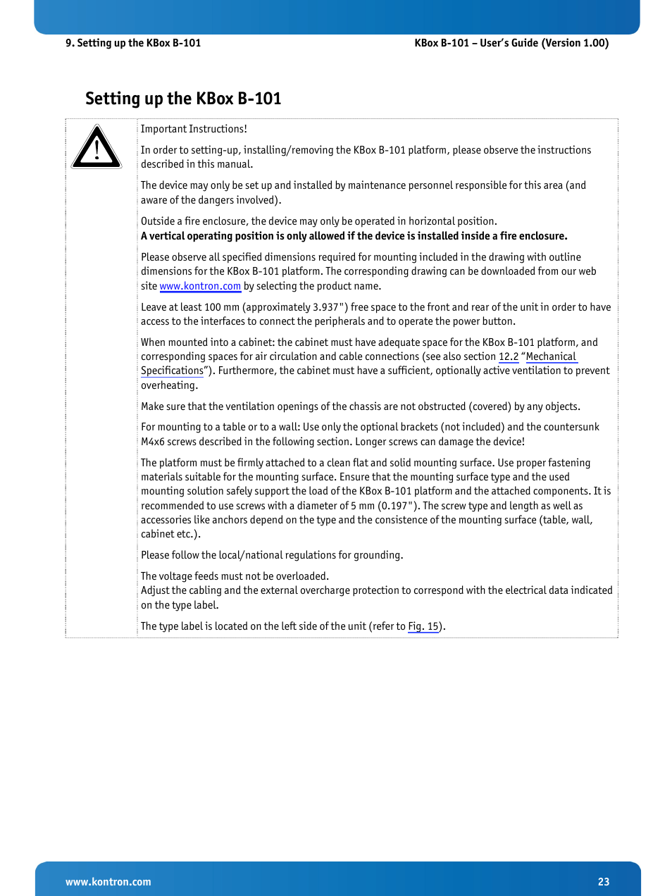 Setting up the kbox b-101 | Kontron KBox B-101 Configuration Guide User Manual | Page 25 / 40