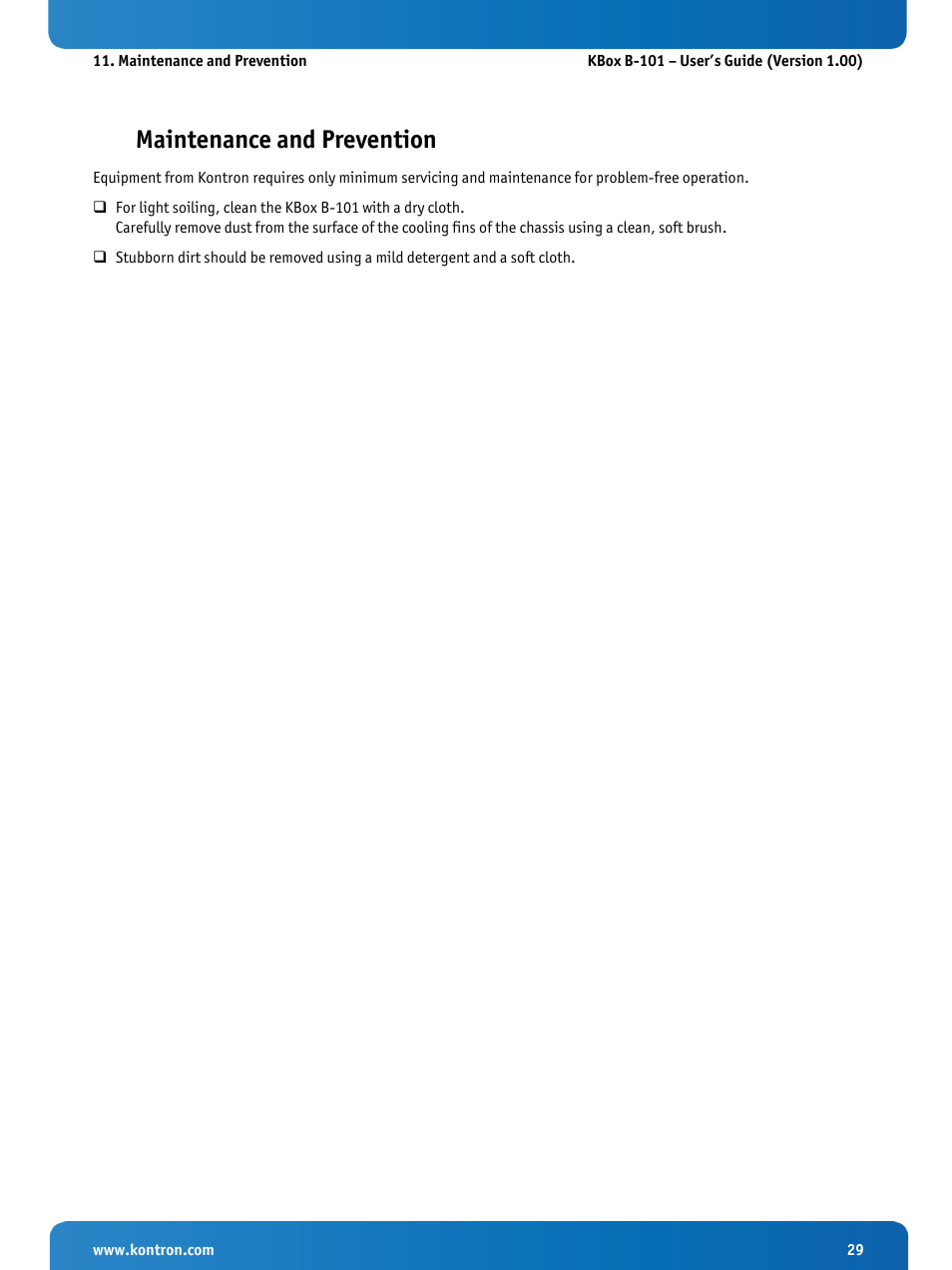 Maintenance and prevention | Kontron KBox B-101 Configuration Guide User Manual | Page 31 / 40