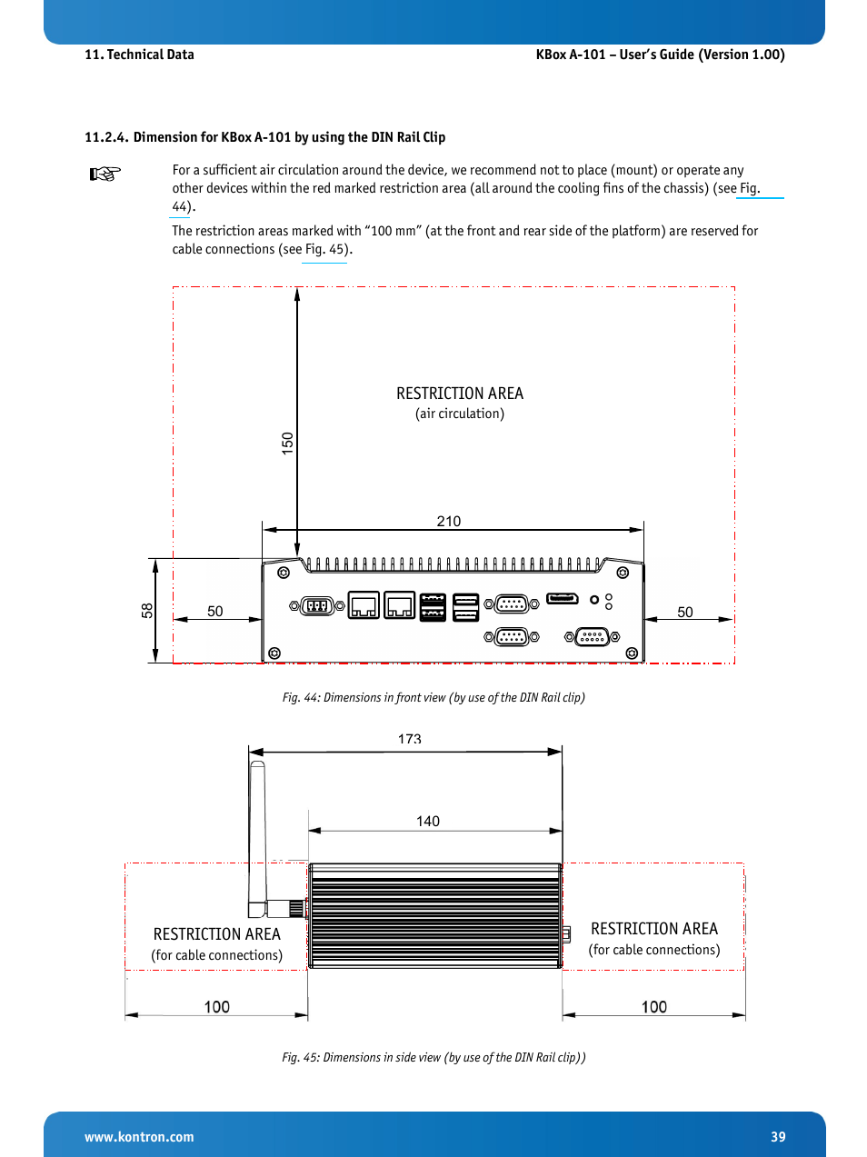 Restriction area | Kontron KBox A-101 Users Guide User Manual | Page 41 / 49