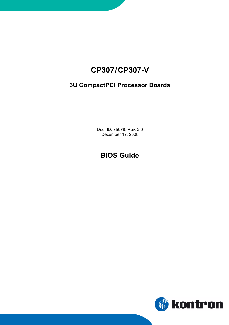Kontron CP307-V BIOS User Manual | 126 pages