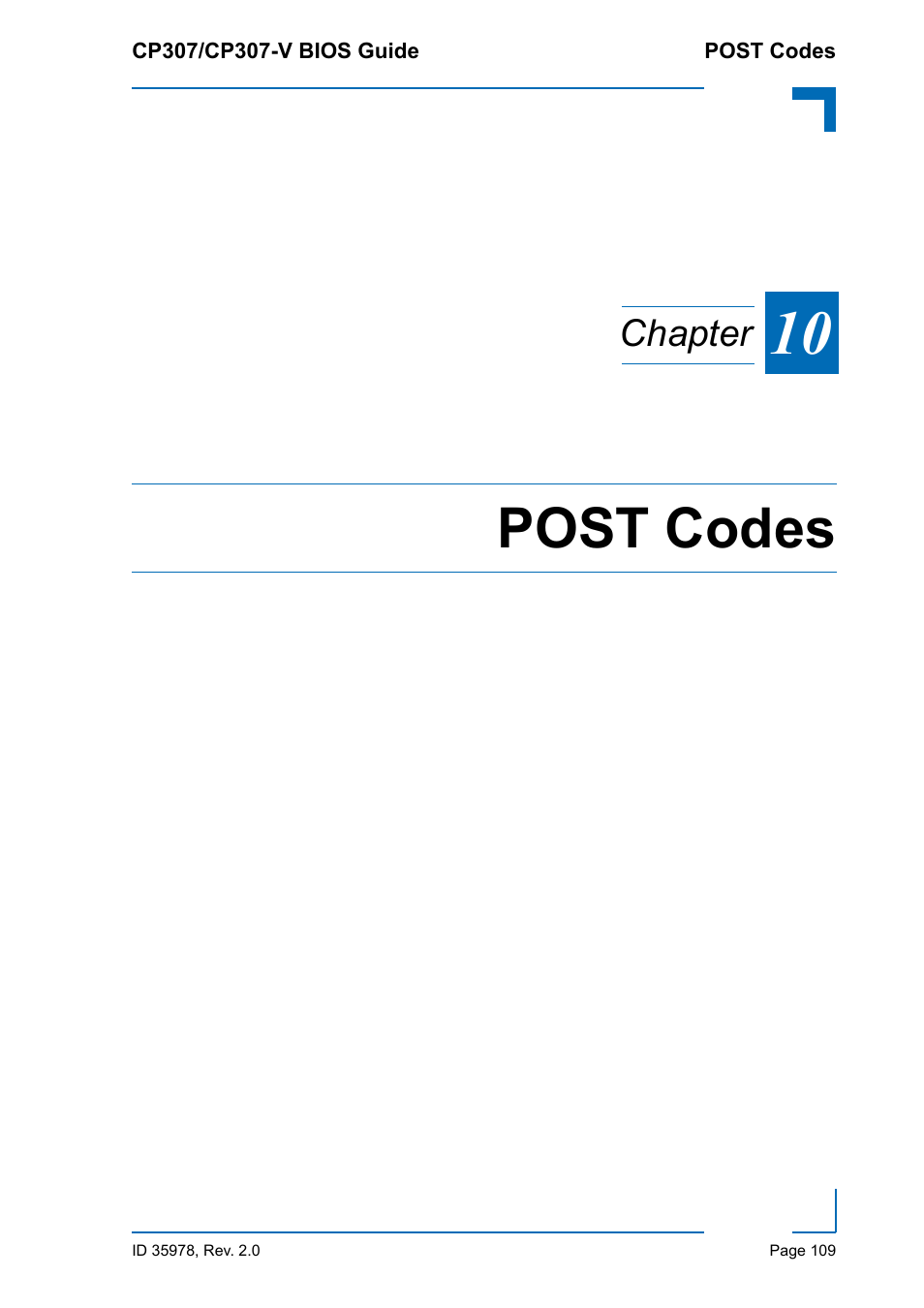 Post codes | Kontron CP307-V BIOS User Manual | Page 119 / 126