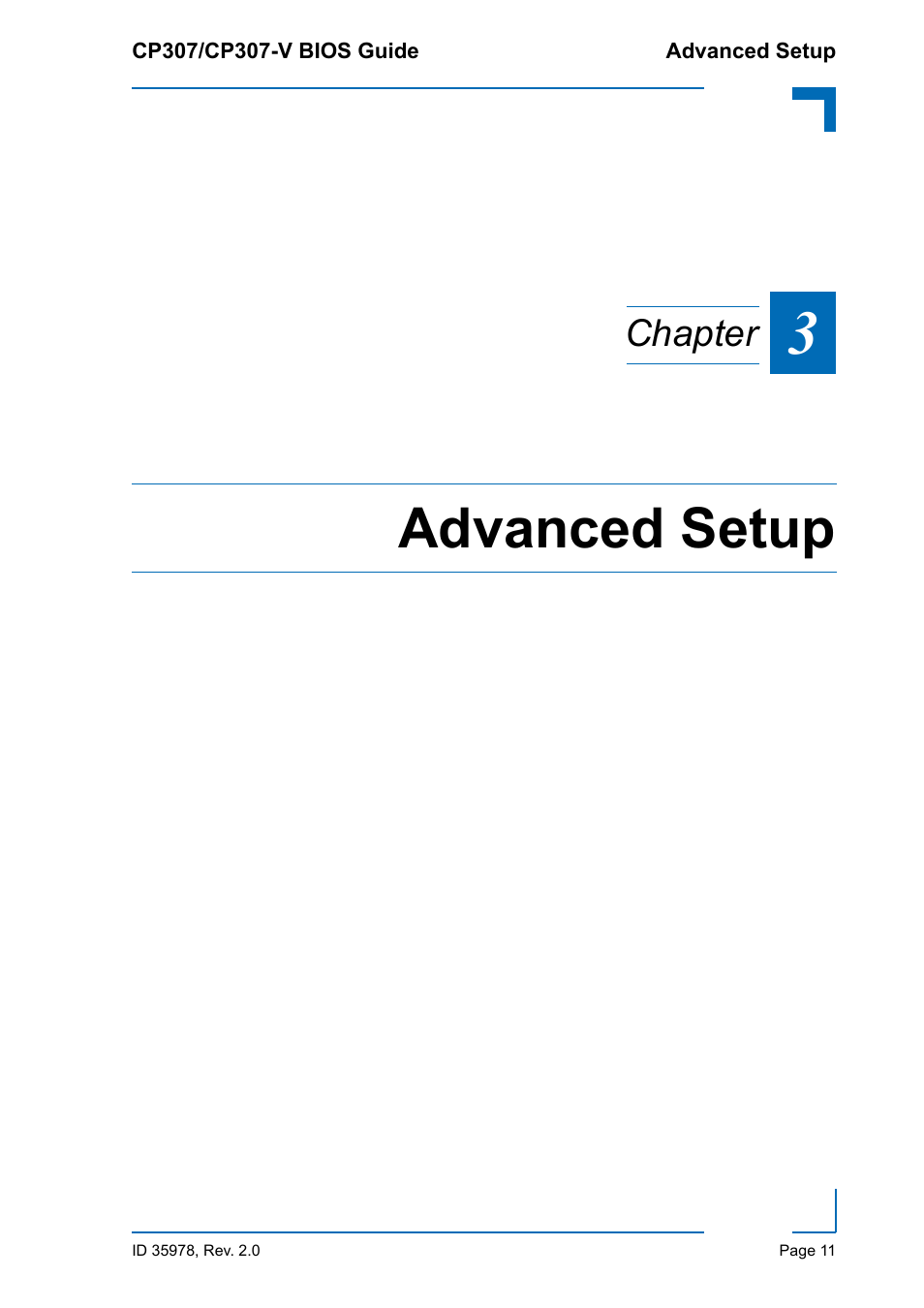 Advanced setup, Chapter | Kontron CP307-V BIOS User Manual | Page 21 / 126