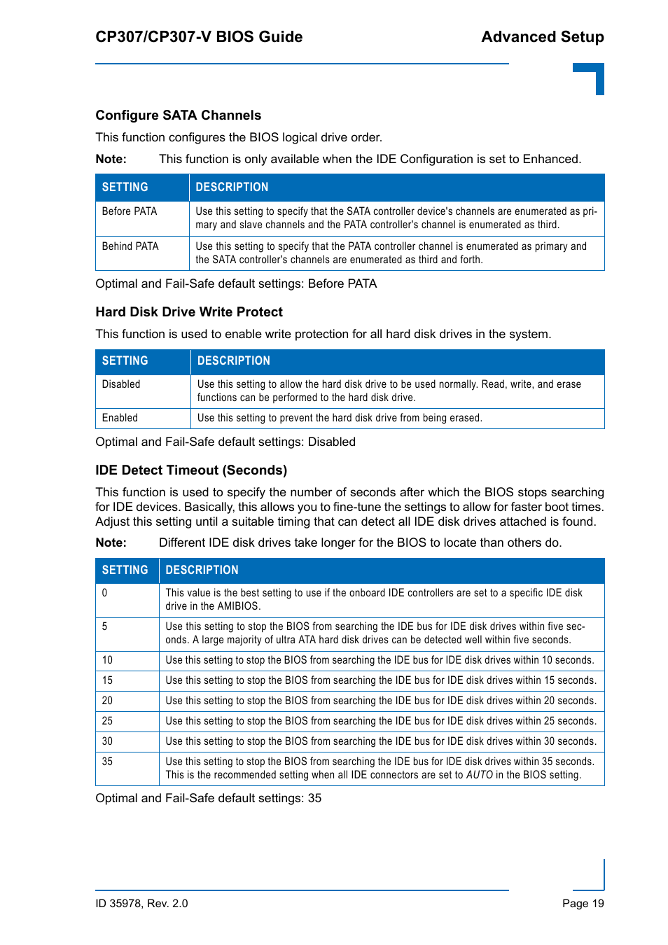 Configure sata channels, Hard disk drive write protect, Ide detect timeout (seconds) | Kontron CP307-V BIOS User Manual | Page 29 / 126