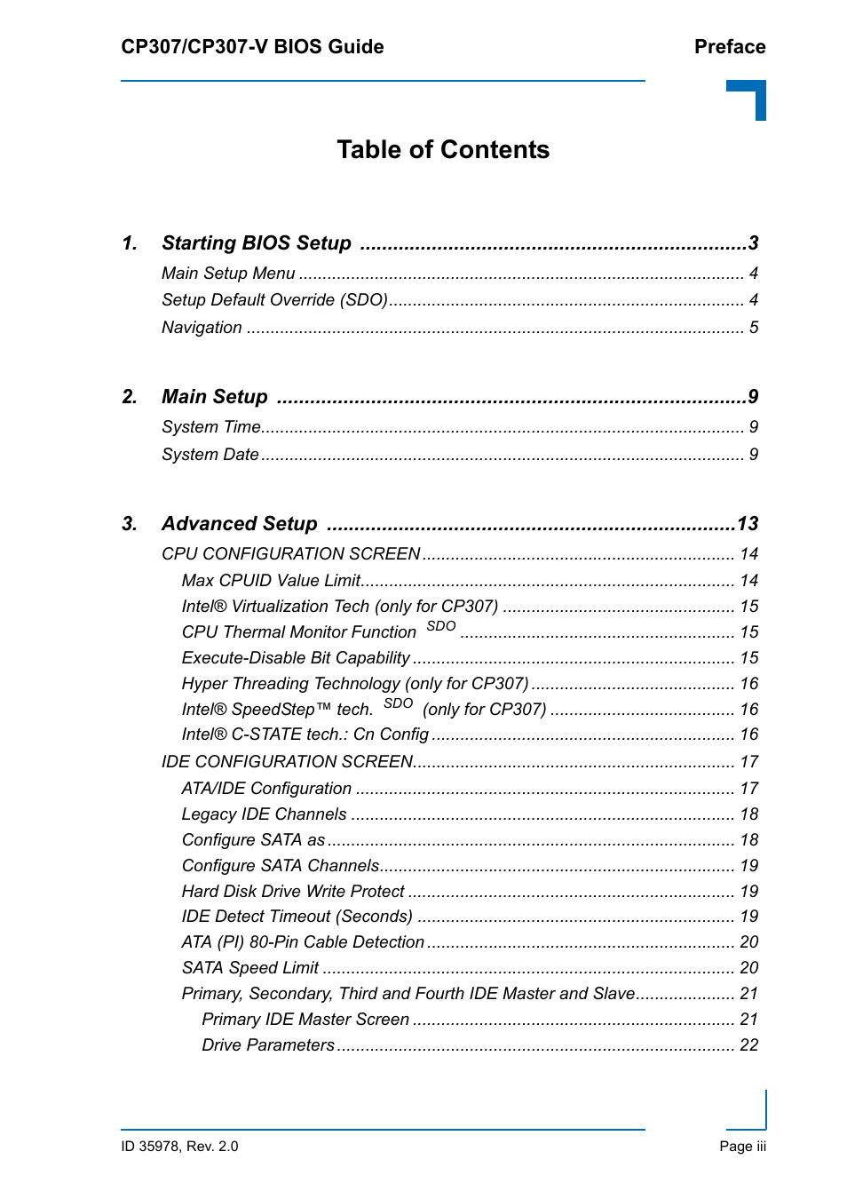 Kontron CP307-V BIOS User Manual | Page 3 / 126