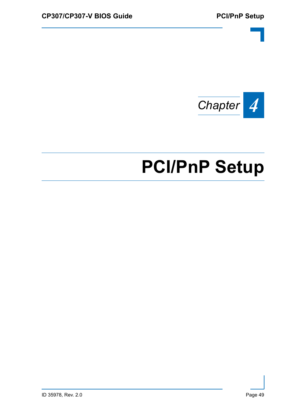 Pci/pnp setup, Chapter | Kontron CP307-V BIOS User Manual | Page 59 / 126