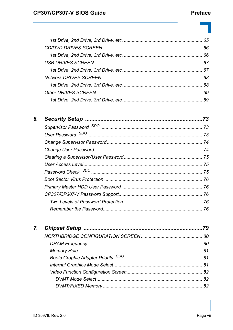 Kontron CP307-V BIOS User Manual | Page 7 / 126