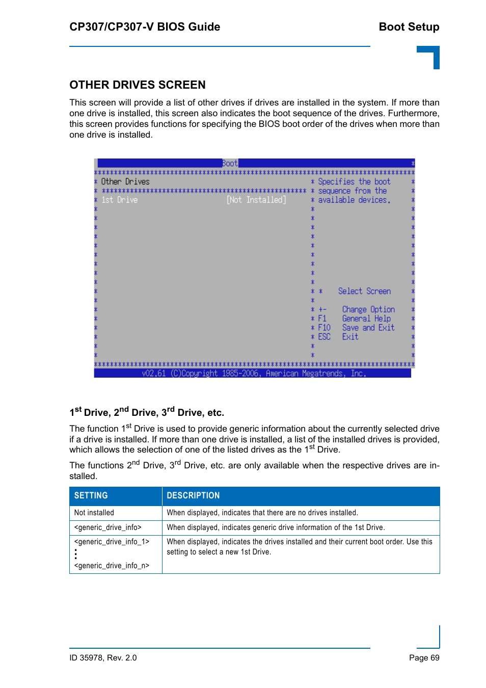 Other drives screen, 1st drive, 2nd drive, 3rd drive, etc | Kontron CP307-V BIOS User Manual | Page 79 / 126