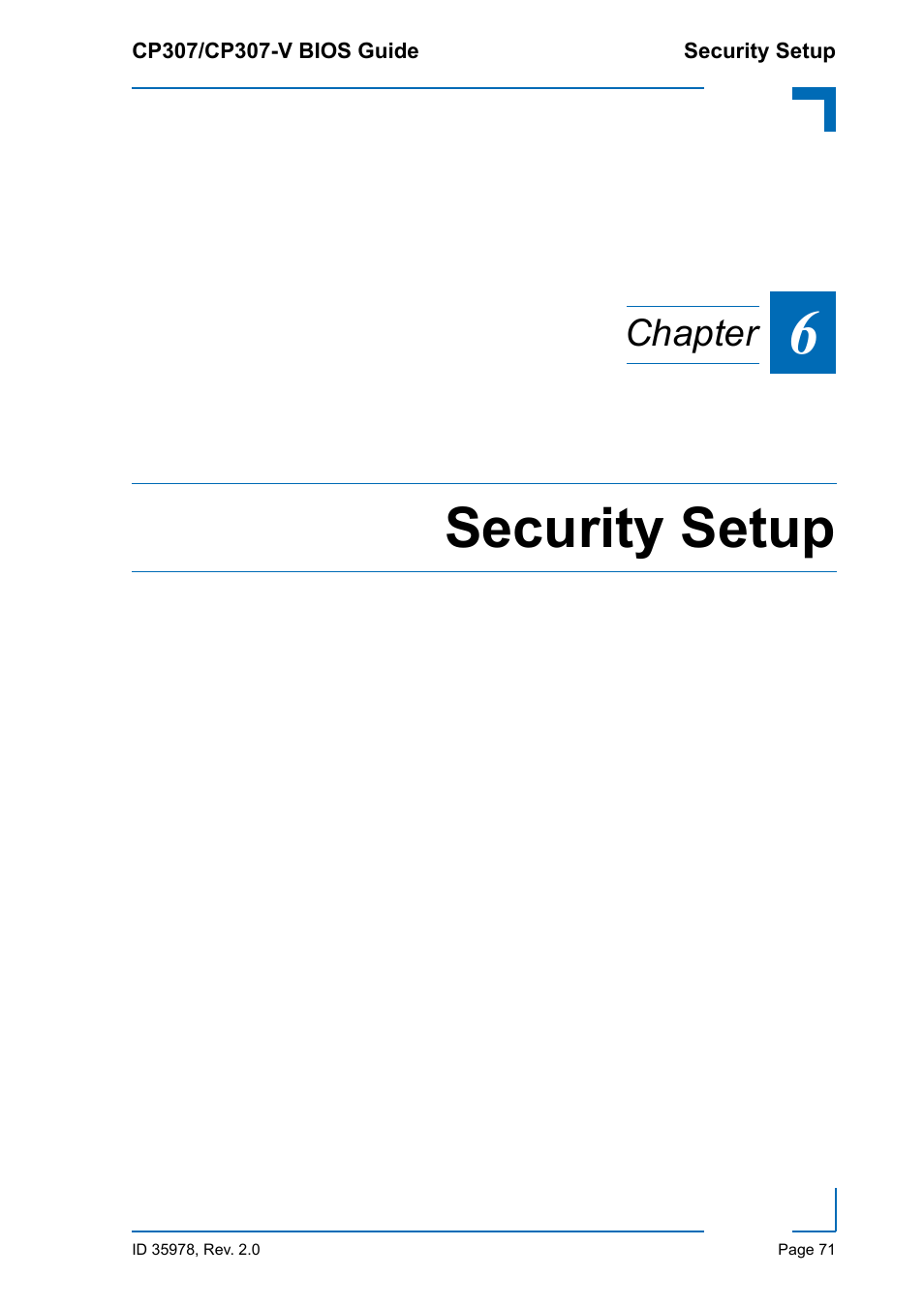 Security setup, Chapter | Kontron CP307-V BIOS User Manual | Page 81 / 126