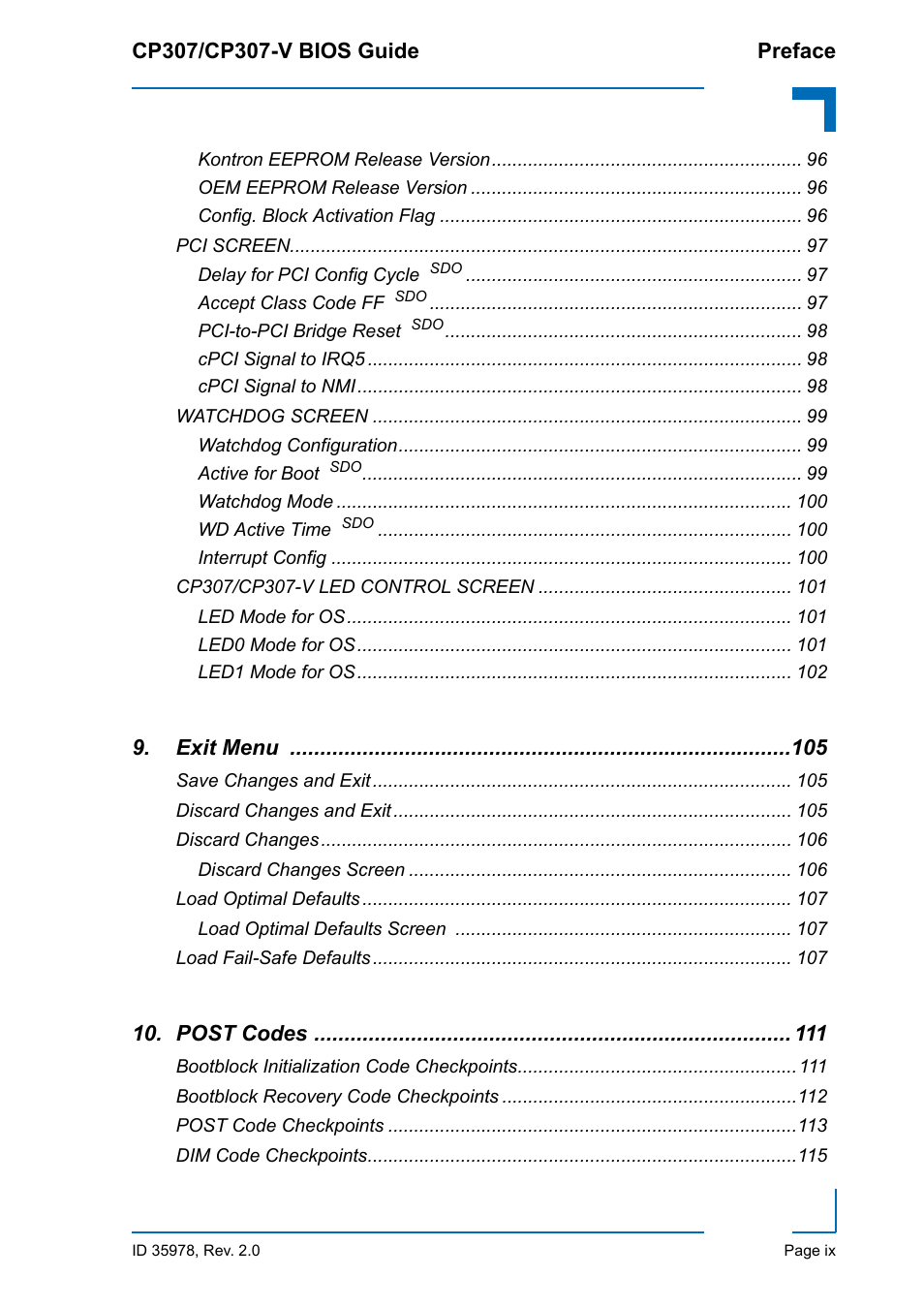 Kontron CP307-V BIOS User Manual | Page 9 / 126
