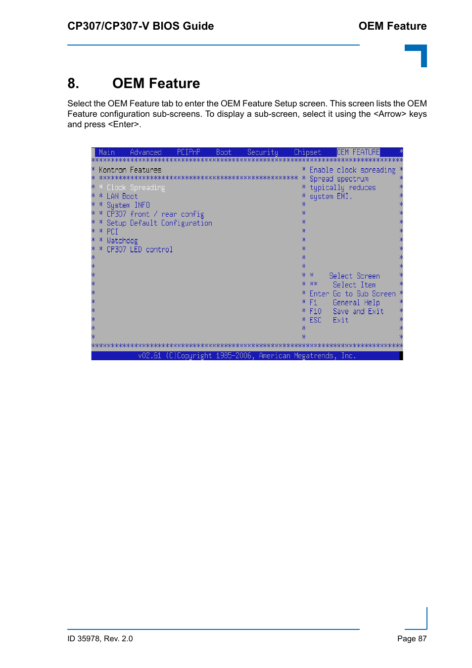 Oem feature | Kontron CP307-V BIOS User Manual | Page 97 / 126