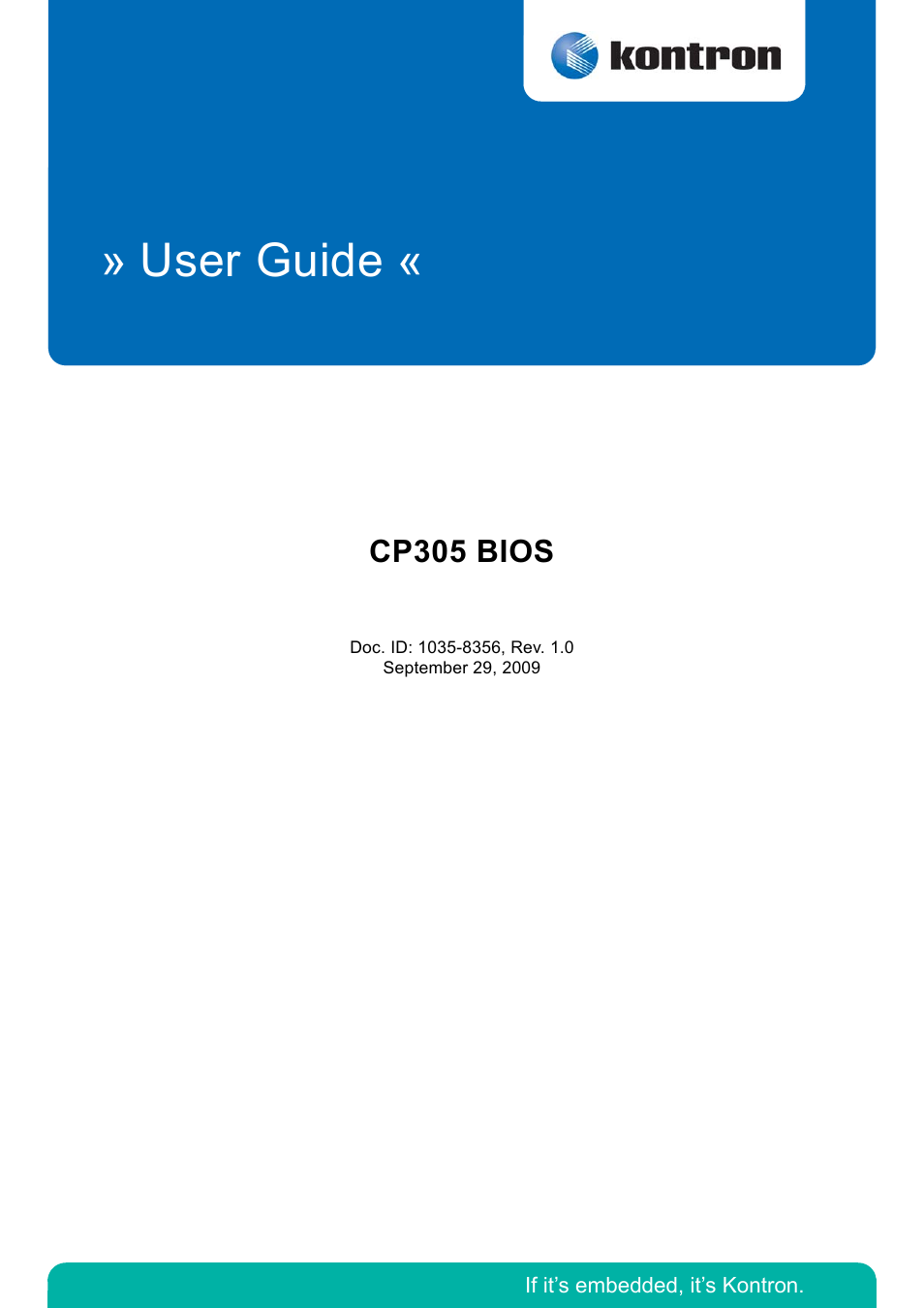 Kontron CP305 BIOS User Manual | 124 pages