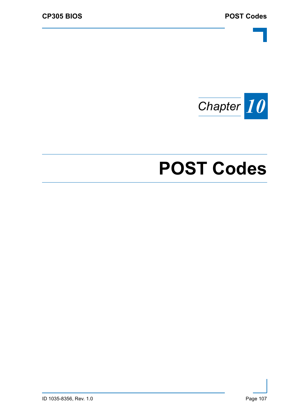 Post codes | Kontron CP305 BIOS User Manual | Page 117 / 124