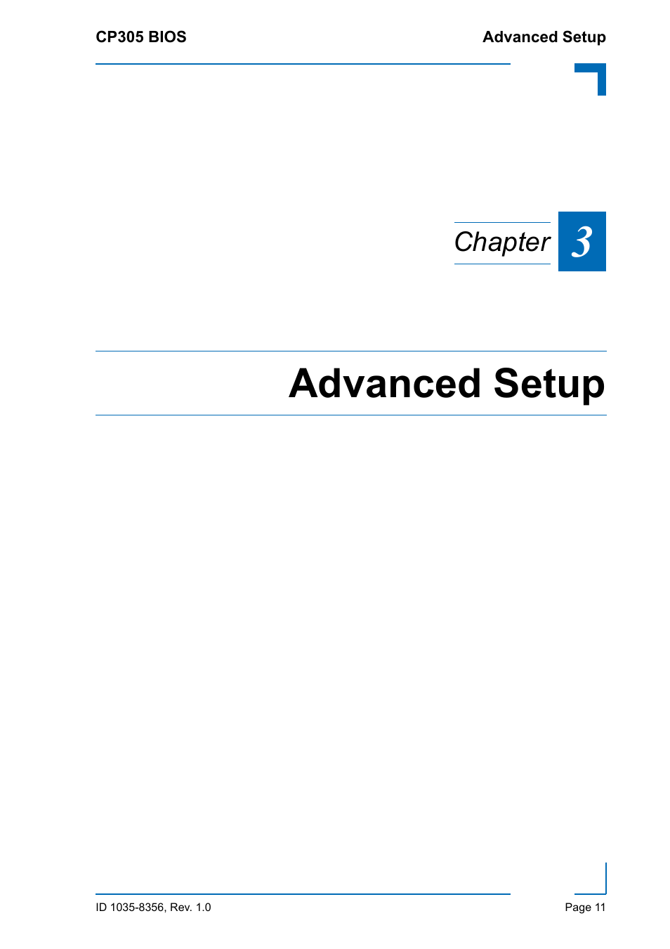 Advanced setup, Chapter | Kontron CP305 BIOS User Manual | Page 21 / 124