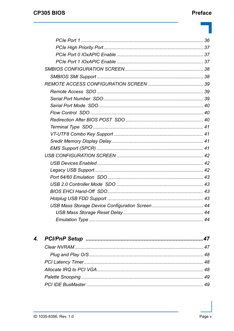 Kontron CP305 BIOS User Manual | Page 5 / 124