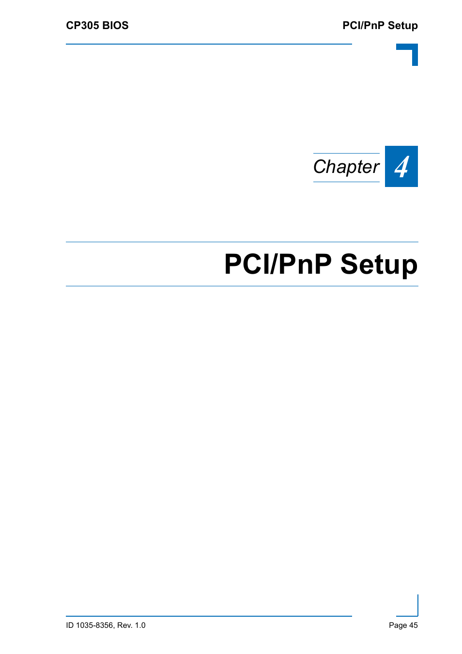 Pci/pnp setup, Chapter | Kontron CP305 BIOS User Manual | Page 55 / 124