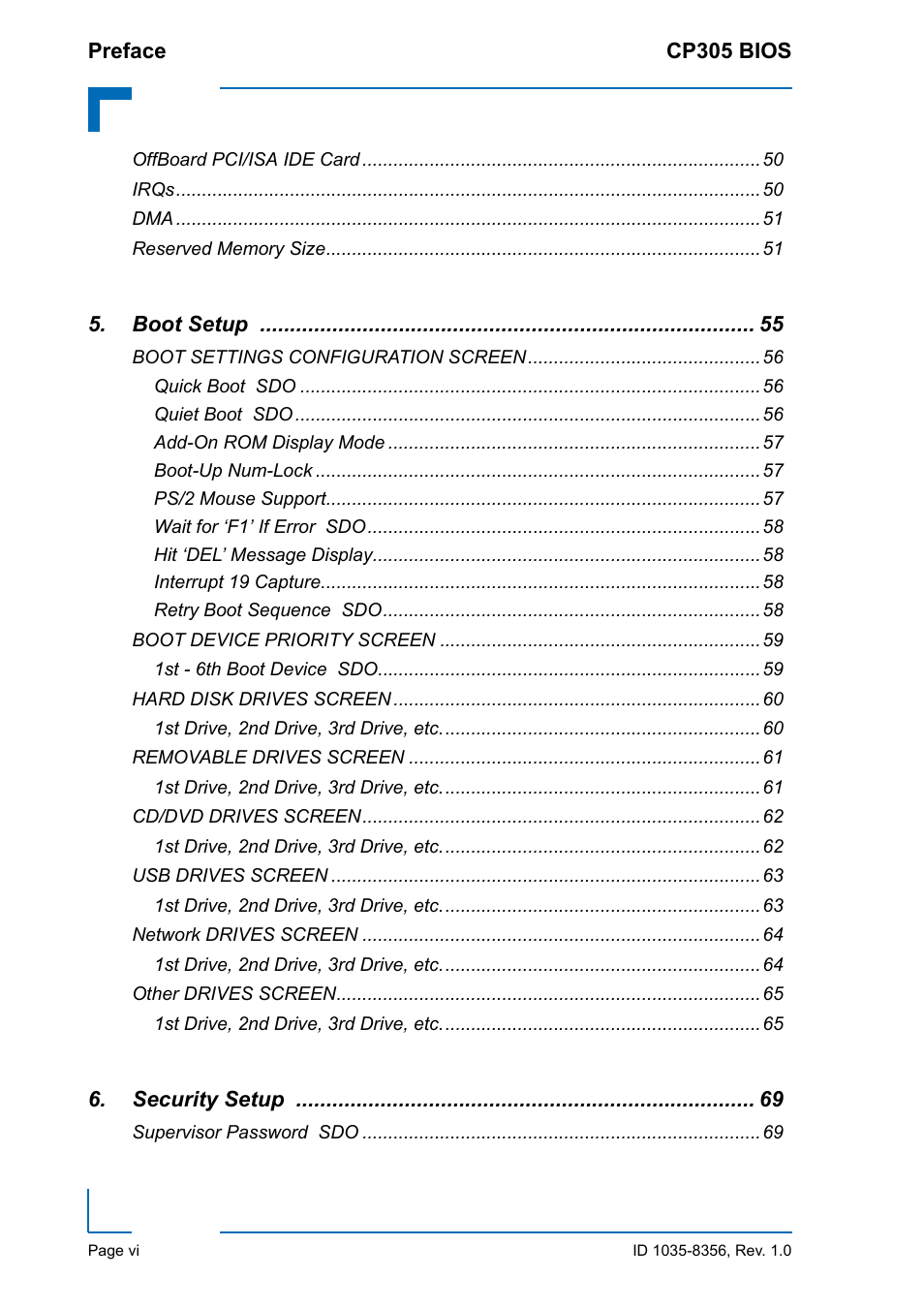 Kontron CP305 BIOS User Manual | Page 6 / 124