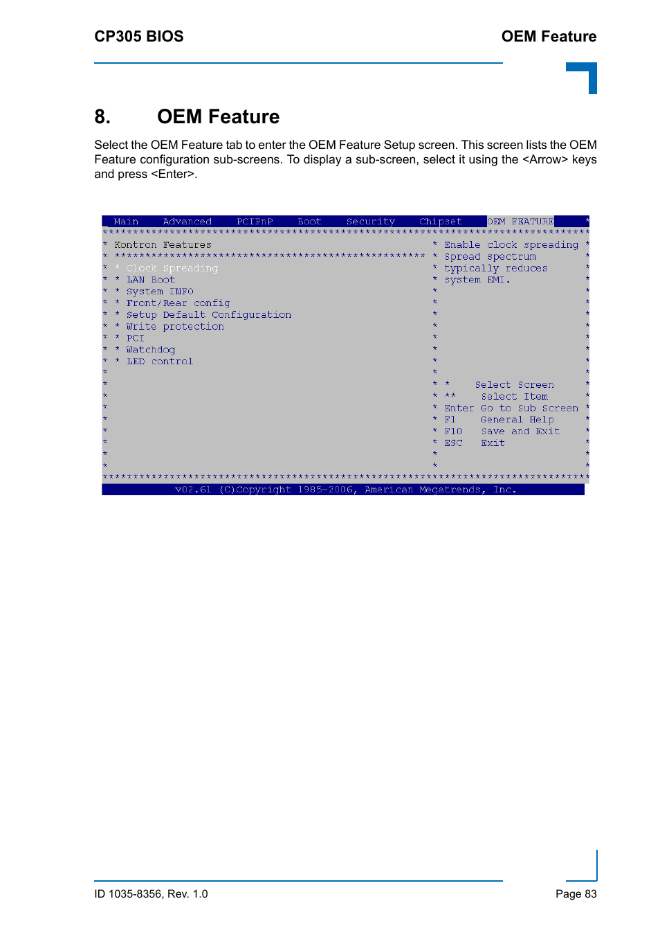 Oem feature | Kontron CP305 BIOS User Manual | Page 93 / 124