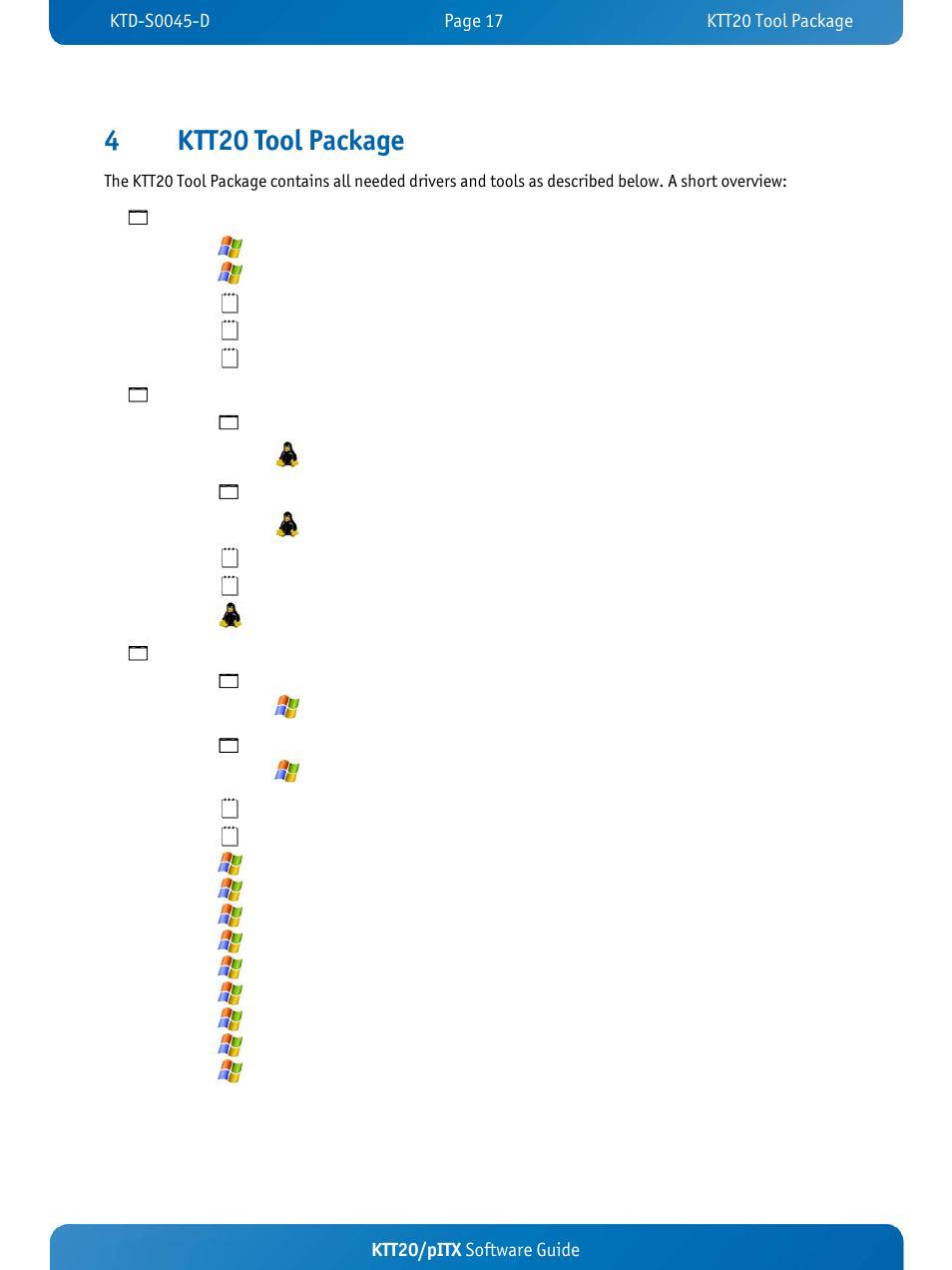 4ktt20 tool package | Kontron KTT20-pITX User Manual | Page 21 / 56