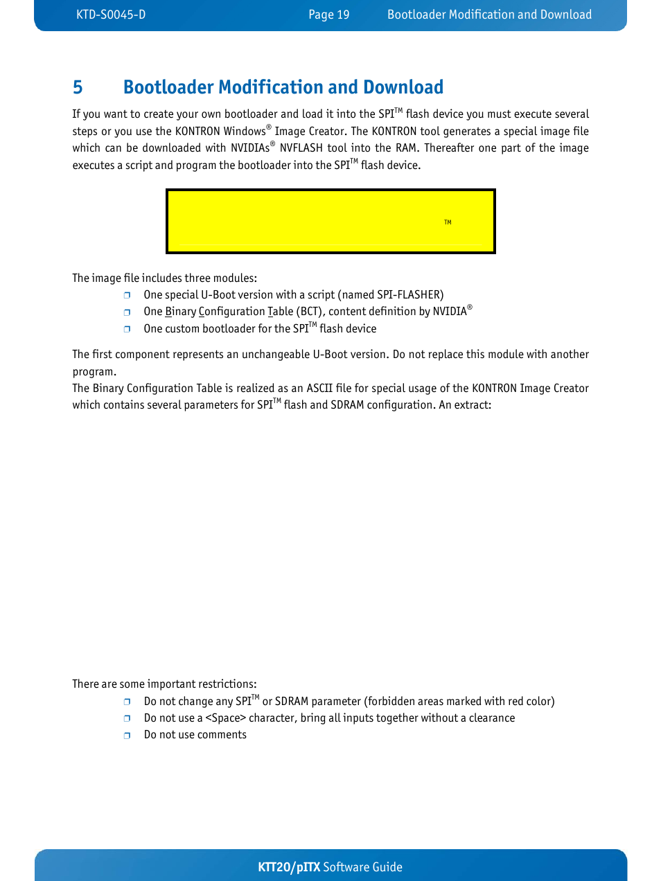 5bootloader modification and download, Ktt20/pitx software guide | Kontron KTT20-pITX User Manual | Page 23 / 56