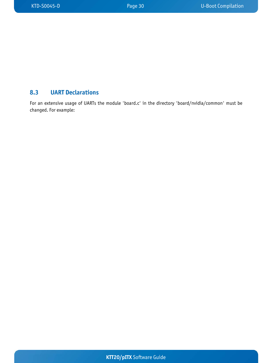 3 uart declarations, Ktt20/pitx software guide | Kontron KTT20-pITX User Manual | Page 34 / 56